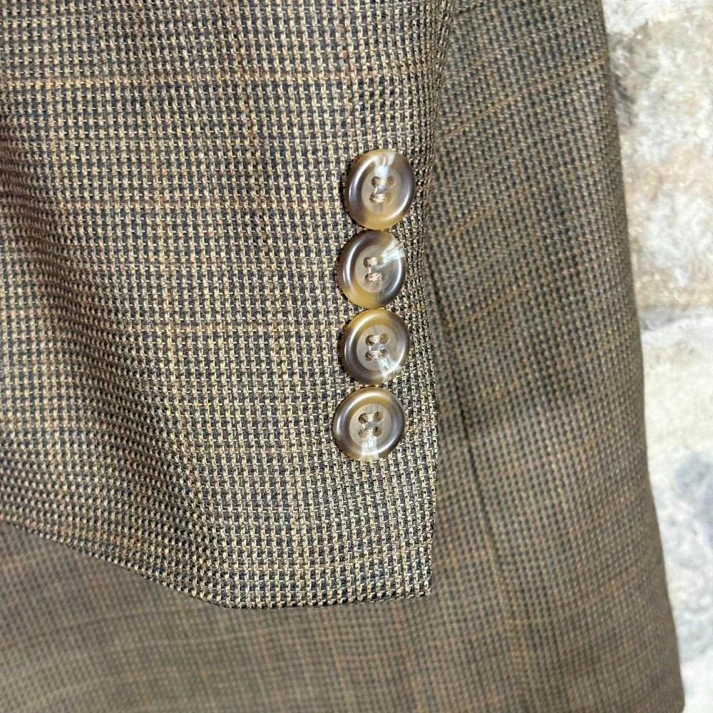 Lauren Ralph Lauren Men's Brown Plaid Wool Sport Coat‎ Blazer 43L Classic Office